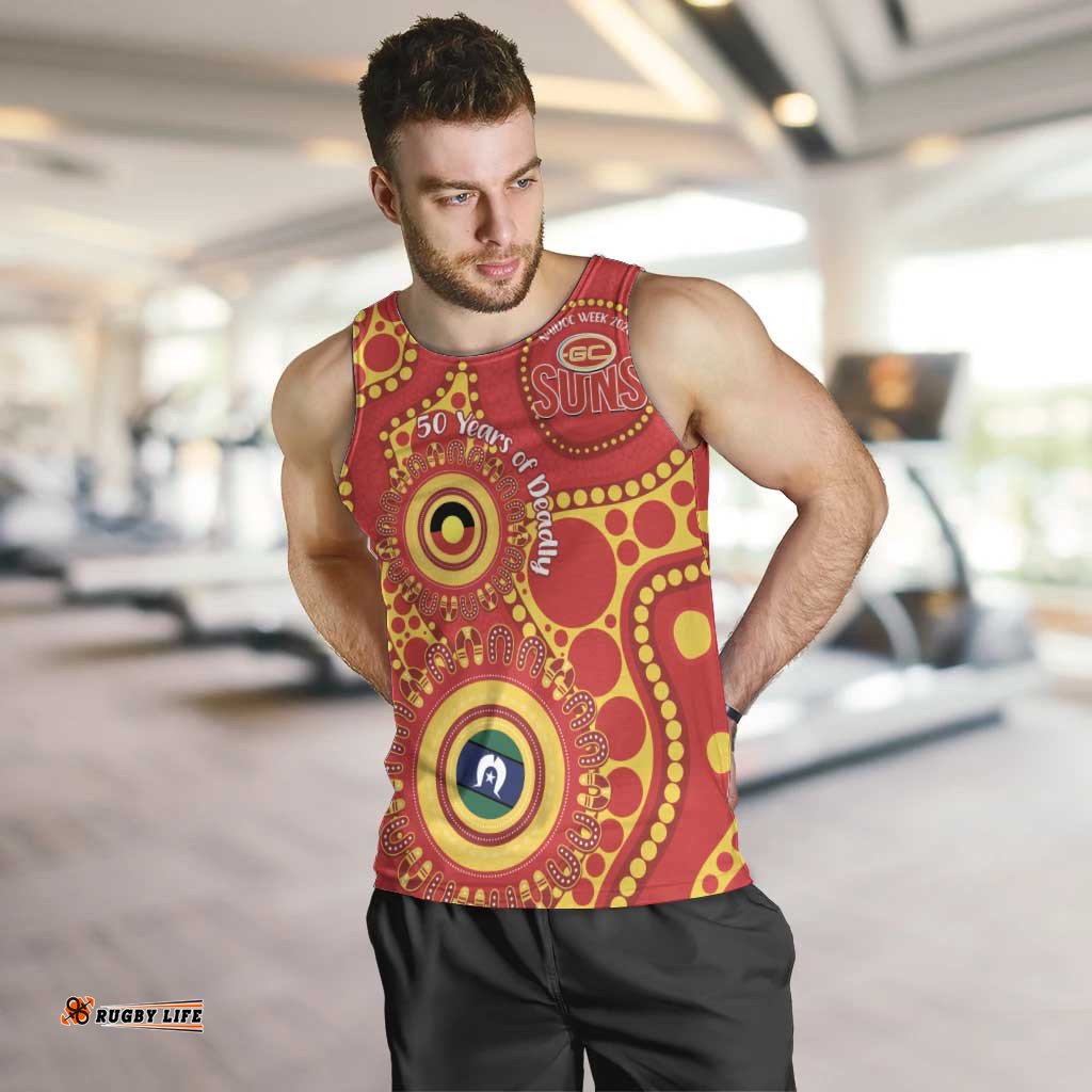 Suns NAIDOC Week 2026 Personalised Men Tank Top 50 Years of Deadly Aboriginal Art LT14