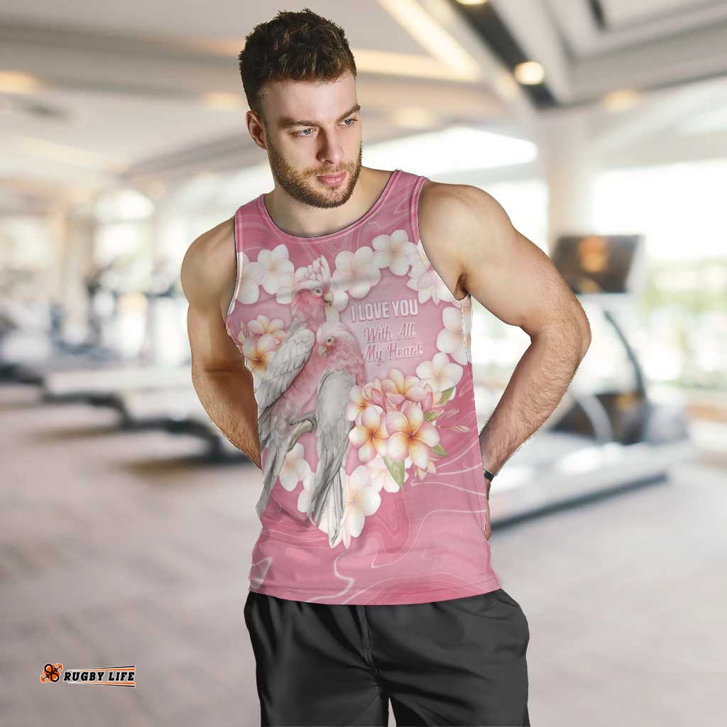 Personalised Pink Galah Australia Valentine's Day Men Tank Top I Love You With All My Heart LT14