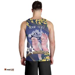 Personalised Pink Galah Australia Day Men Tank Top 26th January Golden Wattle Flag Color LT14