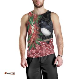 Willie wagtail Australia Men Tank Top Aussie Bottlebrushes Aboriginal Art LT14