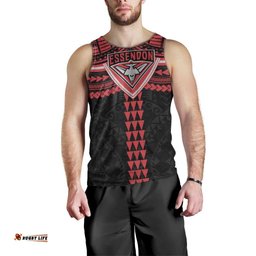 Personalized Essendon Bombers Men Tank Top Polynesian Tribal Pattern Heritage Football TS04