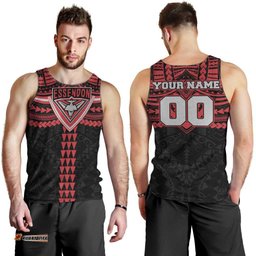 Personalized Essendon Bombers Men Tank Top Polynesian Tribal Pattern Heritage Football TS04