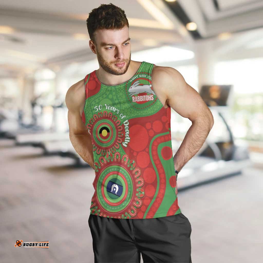 Rabbitohs NAIDOC Week 2026 Personalised Men Tank Top 50 Years of Deadly Aboriginal Art LT14