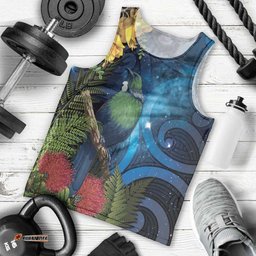 Tui Bird New Zealand Starry Sky Men Tank Top Maori Koru LT7