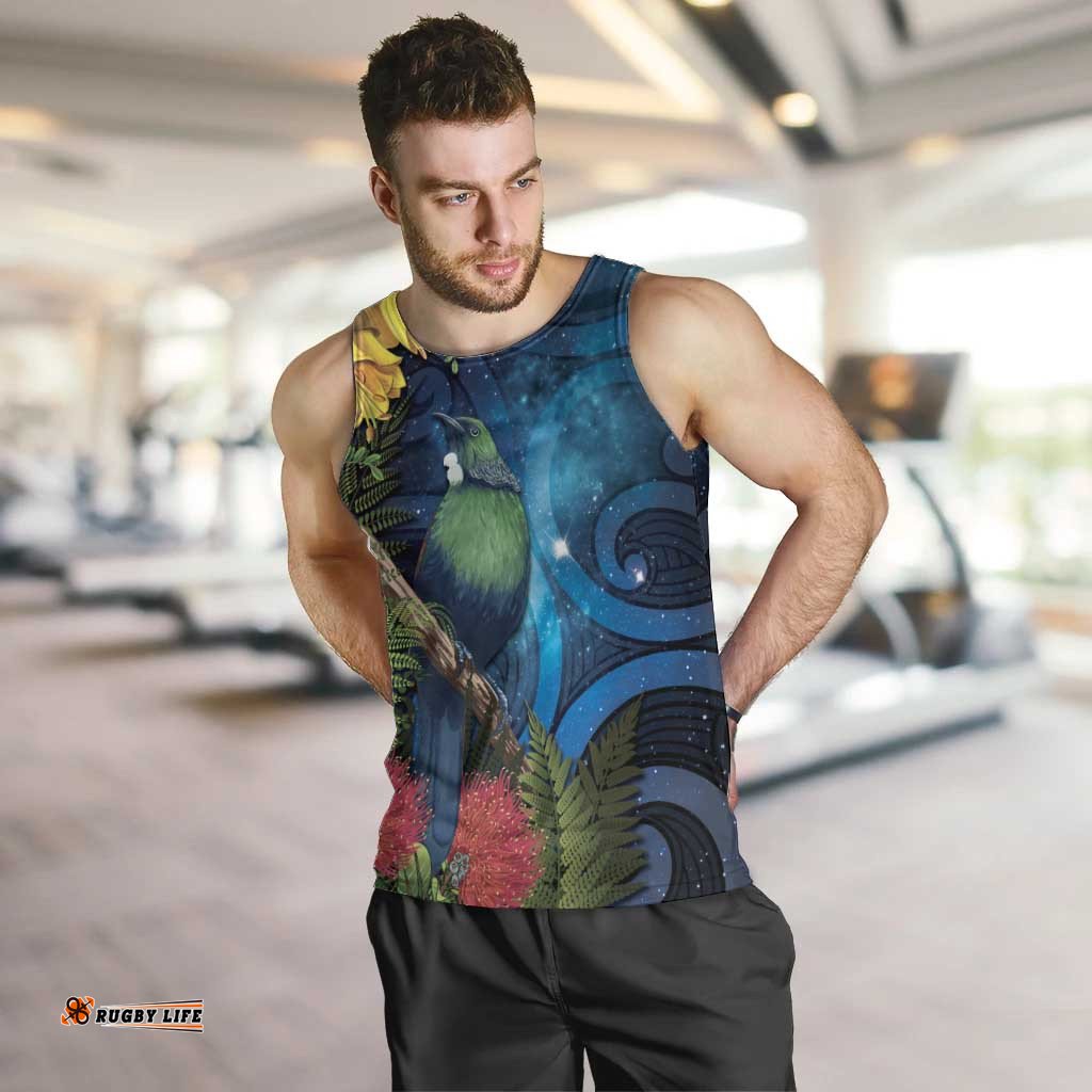 Tui Bird New Zealand Starry Sky Men Tank Top Maori Koru LT7