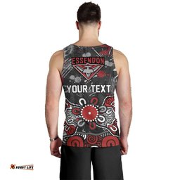 Personalized Essendon Bombers Men Tank Top Aboriginal Dot Painting Graffiti Style TS04