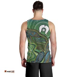 Torres Strait Islands Men Tank Top Indigenous Ocean Wave Dot Green Color TS04