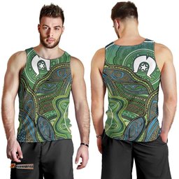 Torres Strait Islands Men Tank Top Indigenous Ocean Wave Dot Green Color TS04