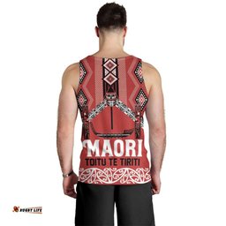 Toitu Te Tiriti Waitangi Men Tank Top Red Wharenui House LT9