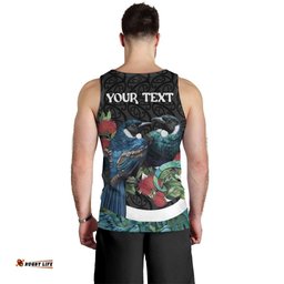 Personalised Valentine's Day New Zealand Men Tank Top Tui Bird Couple Kowhaiwhai Mix Pohutukawa LT14