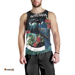 Personalised Valentine's Day New Zealand Men Tank Top Tui Bird Couple Kowhaiwhai Mix Pohutukawa LT14