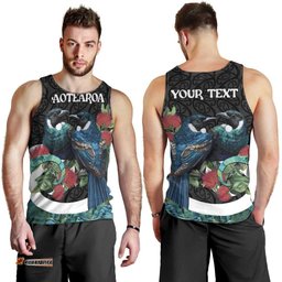 Personalised Valentine's Day New Zealand Men Tank Top Tui Bird Couple Kowhaiwhai Mix Pohutukawa LT14