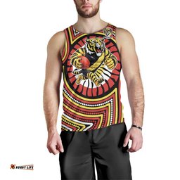 Richmond Football Club Men Tank Top Indigenous Monochrome Dot Art Mascot Style TS04