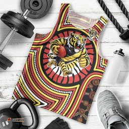 Richmond Football Club Men Tank Top Indigenous Monochrome Dot Art Mascot Style TS04