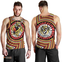 Richmond Football Club Men Tank Top Indigenous Monochrome Dot Art Mascot Style TS04