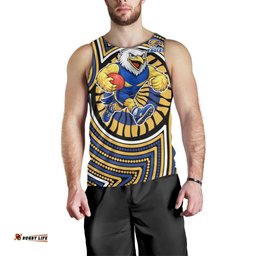West Coast Eagles Men Tank Top Indigenous Monochrome Dot Art Mascot Style TS04
