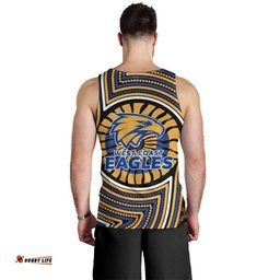 West Coast Eagles Men Tank Top Indigenous Monochrome Dot Art Mascot Style TS04