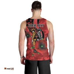 St Saints ANZAC Personalised Men Tank Top Lest We Forget Poppy Camo LT9
