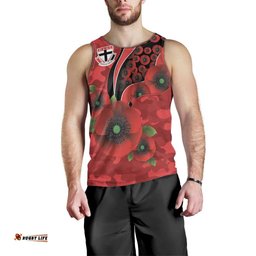 St Saints ANZAC Personalised Men Tank Top Lest We Forget Poppy Camo LT9