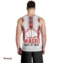 Toitu Te Tiriti Waitangi Men Tank Top White Wharenui House LT9