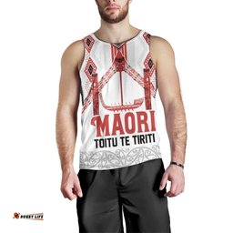 Toitu Te Tiriti Waitangi Men Tank Top White Wharenui House LT9