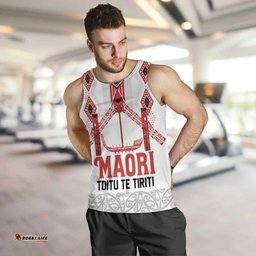 Toitu Te Tiriti Waitangi Men Tank Top White Wharenui House LT9