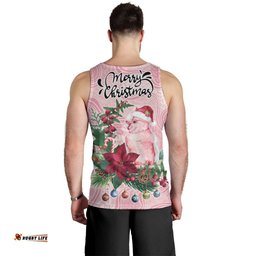 Watercolor Pink Galah Flowers Men Tank Top Australia Christmas Vibes LT9