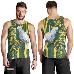 White Cockatoo and Golden Wattle Men Tank Top Australian Native Bird LT9