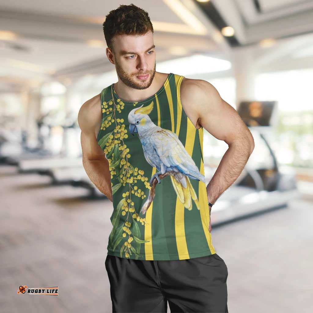 White Cockatoo and Golden Wattle Men Tank Top Australian Native Bird LT9