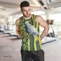 White Cockatoo and Golden Wattle Men Tank Top Australian Native Bird LT9