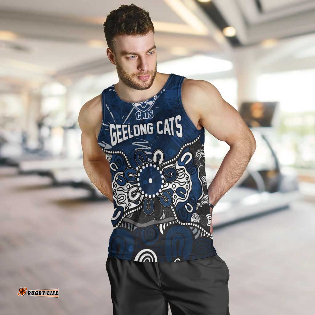 Personalized Geelong Cats Men Tank Top Aboriginal Dot Painting Graffiti Style TS04