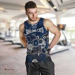Personalized Geelong Cats Men Tank Top Aboriginal Dot Painting Graffiti Style TS04