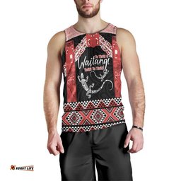 Toitu Te Tiriti O Waitangi Men Tank Top Maori Wharenui With Taniko Motifs LT14