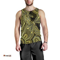 Yellow Indigenous Dragonfly Australia Men Tank Top Aboriginal Art LT14