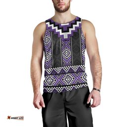 Purple Taniko Pattern Aotearoa Men Tank Top Niho Taniwha Mix Poutama LT14