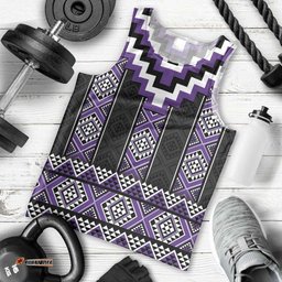 Purple Taniko Pattern Aotearoa Men Tank Top Niho Taniwha Mix Poutama LT14