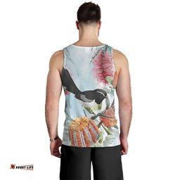 Willie wagtail Australia Men Tank Top Banksia Bottlebrushes Watercolor Stylized LT14