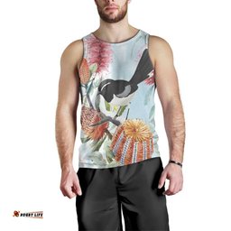 Willie wagtail Australia Men Tank Top Banksia Bottlebrushes Watercolor Stylized LT14