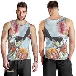 Willie wagtail Australia Men Tank Top Banksia Bottlebrushes Watercolor Stylized LT14