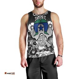 Torres Strait Islander Flag Men Tank Top Dhari Indigenous Dotwork Pattern Art TS04