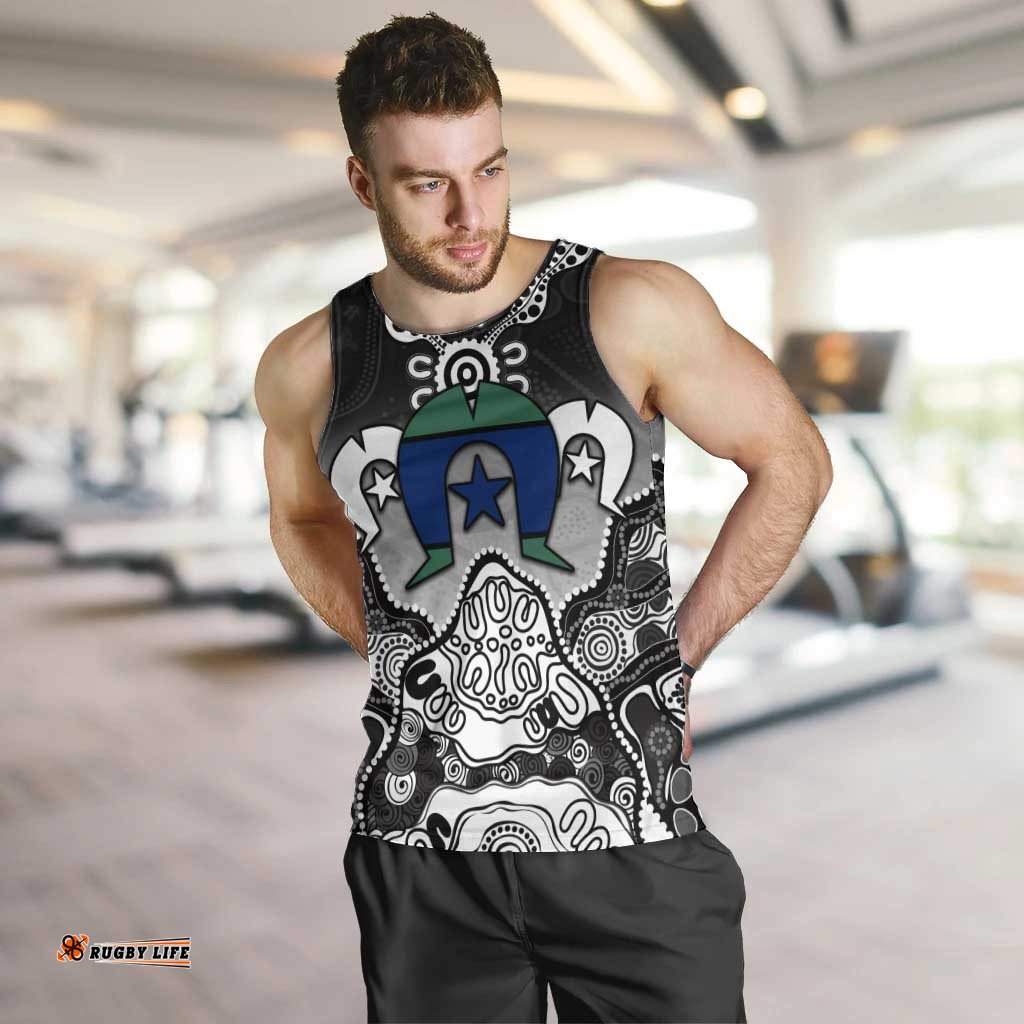 Torres Strait Islander Flag Men Tank Top Dhari Indigenous Dotwork Pattern Art TS04