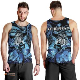 Personalised Maori Romantic Valentine Men Tank Top The Hongi Kiss Blue Galaxy DT05