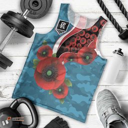 Port Power ANZAC Personalised Men Tank Top Lest We Forget Poppy Camo LT9