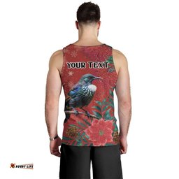 Tui Meri Kirihimete Personalised Men Tank Top Pohutukawa Flowers Red Motif LT9
