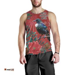 Tui Meri Kirihimete Personalised Men Tank Top Pohutukawa Flowers Red Motif LT9
