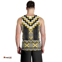 Yellow Taniko Aotearoa Men Tank Top Niho Taniwha Mix Poutama LT14