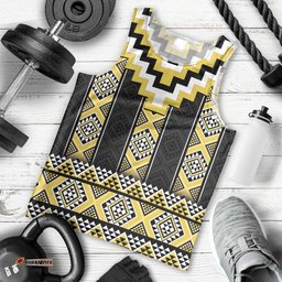 Yellow Taniko Aotearoa Men Tank Top Niho Taniwha Mix Poutama LT14