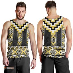 Yellow Taniko Aotearoa Men Tank Top Niho Taniwha Mix Poutama LT14