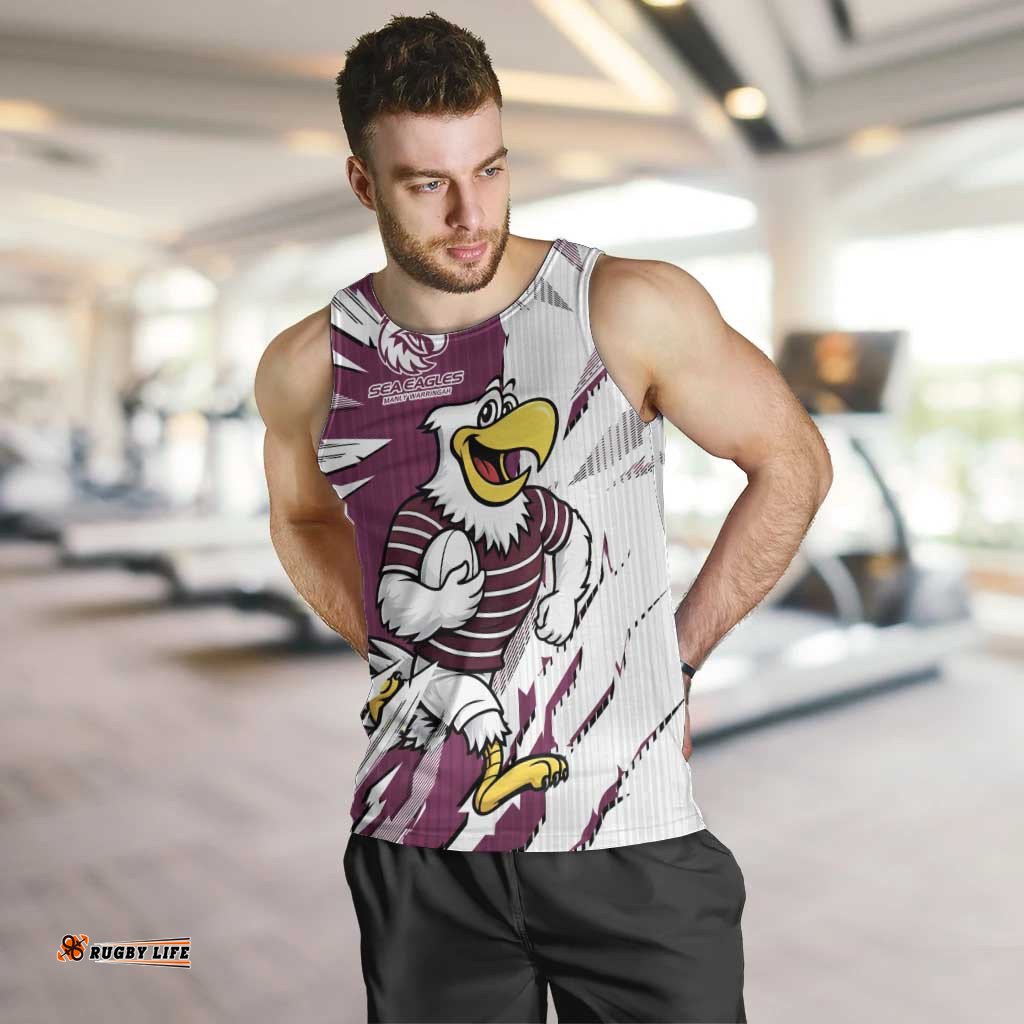 Personalized Manly Warringah Sea Eagles Men Tank Top Dynamic Lightning Mascot Rugby Australia TS04