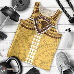 Personalized Hawthorn Hawks Men Tank Top Polynesian Tribal Pattern Heritage Football TS04